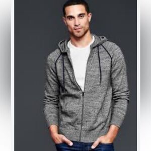 Men’s Gap Navy Blue and White Marled Hoodie Sweater Size‎ Large